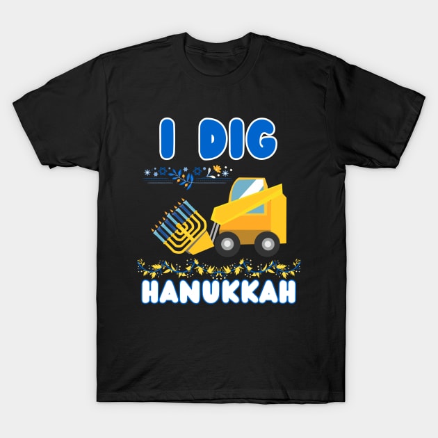 Kids I Dig Hanukkah Excavator Construction Toddler Hanukkah Boys T-Shirt by click2print